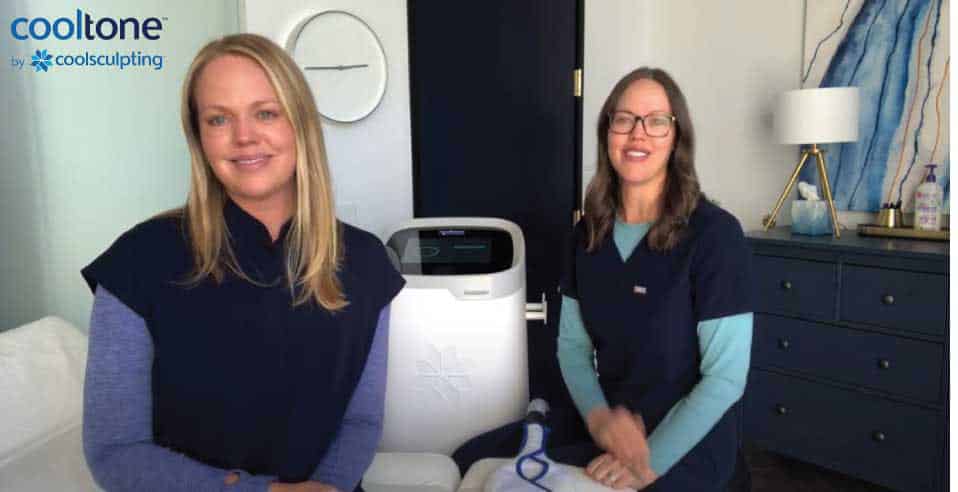 Woman receiving CoolTone on abs at Bodify Med Spa. Non-surgical treatment to strengthen and define muscles in 30 minutes. Book a free consultation now to get started.