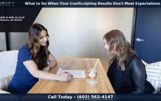 A Bodify Boutique CoolSculpting specialist in Phoenix reviewing a patient's CoolSculpting results and discussing next steps — schedule your consultation today.
